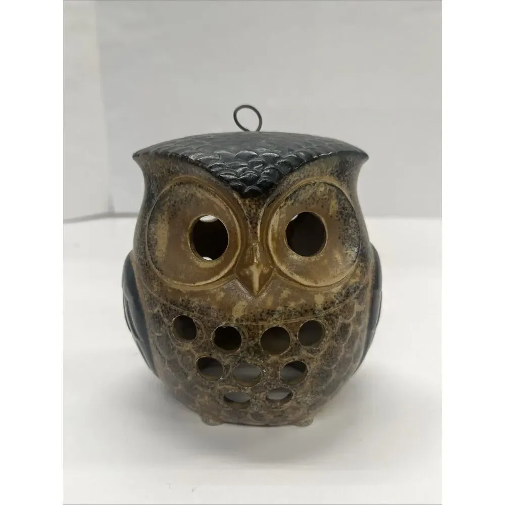 Vintage Hanging Sitting Hoot Owl Luminary Double Sided Candle Decor